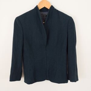 Wool Blend Dark Teal Shawl Collar Blazer